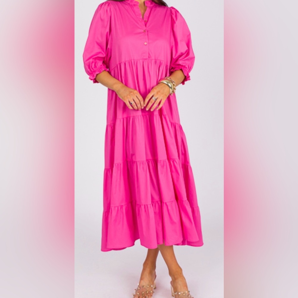 Karlie Fuchsia : Tiered Maxi Dress